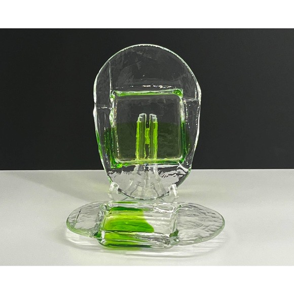 Two Modern Oval Green and Clear Glass Coasters - Picture 1 of 9